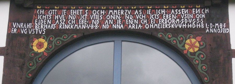 Hausinschrift Diestelbruch Nr Brinkmann; Foto Herbert Penke